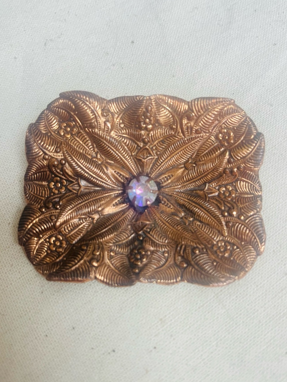 Vintage Square Copper Brooch
